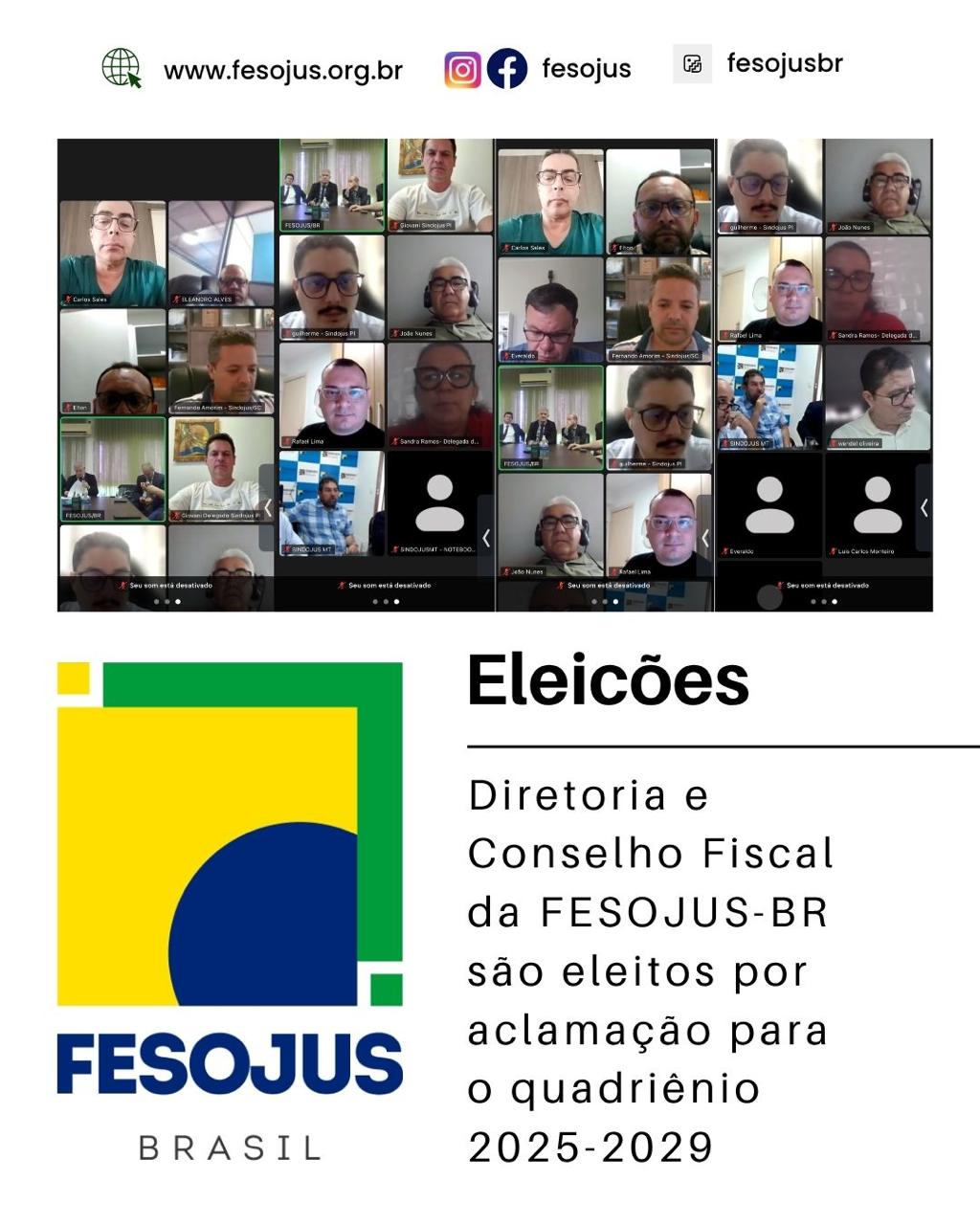 Diretoria e Conselho Fiscal da FESOJUS-BR são eleitos por aclamação para o quadriênio 2025-2029